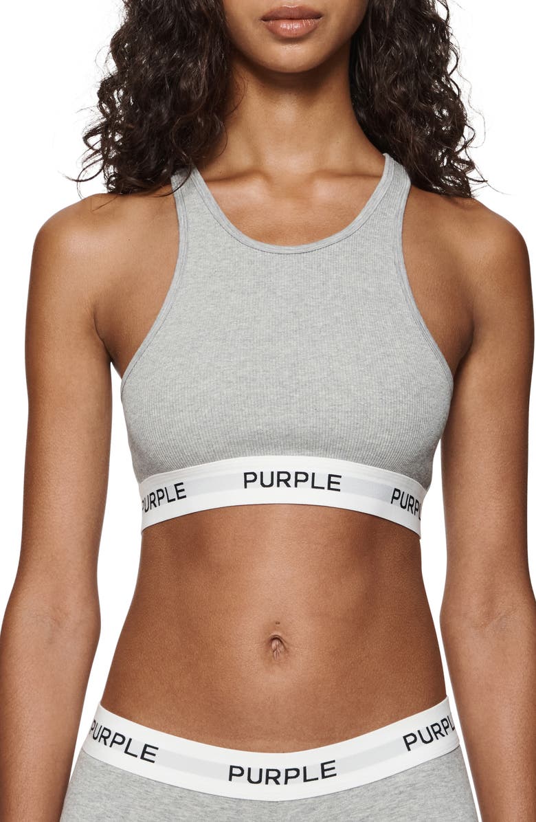 PURPLE BRAND Ribbed Bralette, Main, color, Grey