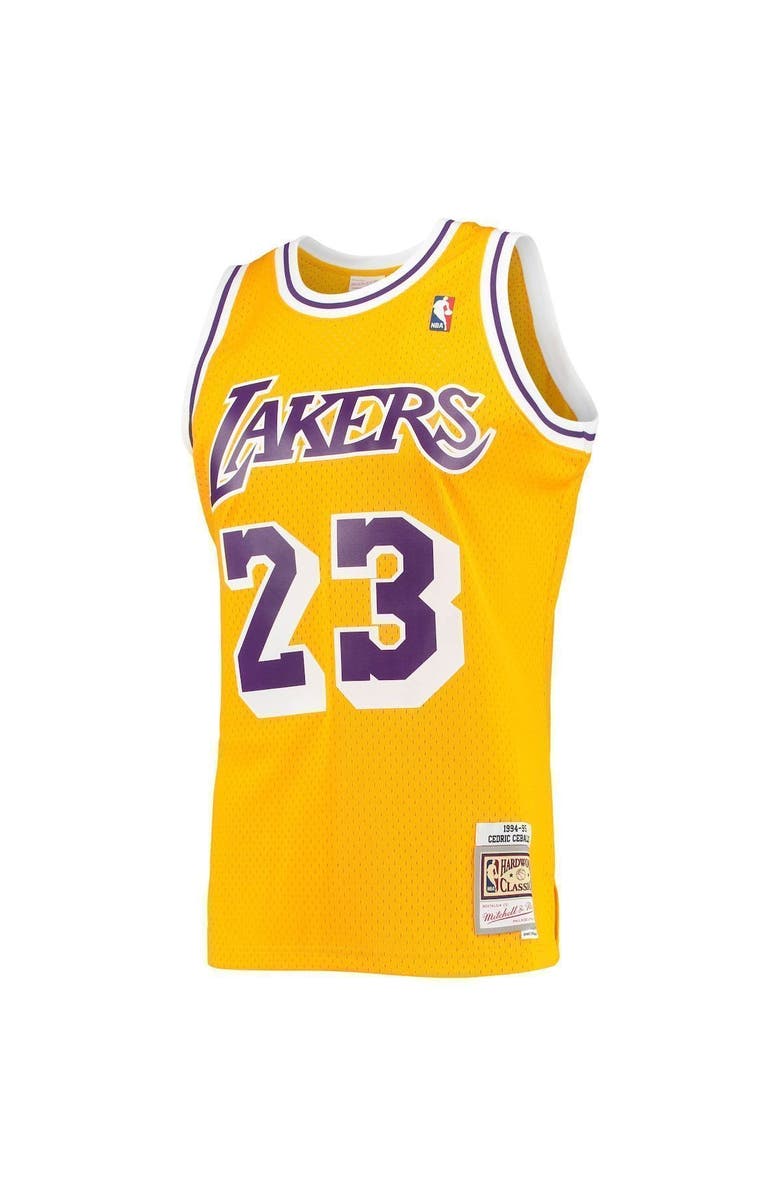 Mitchell & Ness Men's Mitchell & Ness Cedric Ceballos Gold Los Angeles Lakers 1994-95 Hardwood Classics Swingman Jersey, Alternate, color, 