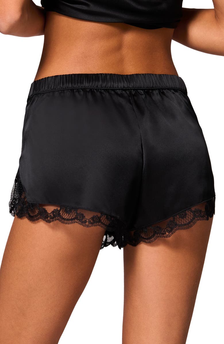 Simone Perele Love Me Lace Trim Silk Blend Shorts, Alternate, color, Black