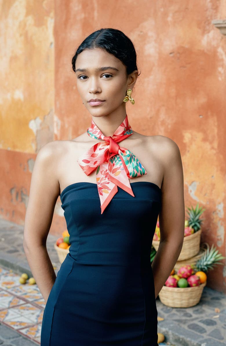 Jessie Zhao New York Silk Skinny Scarf Crossing Red, Alternate, color, Red