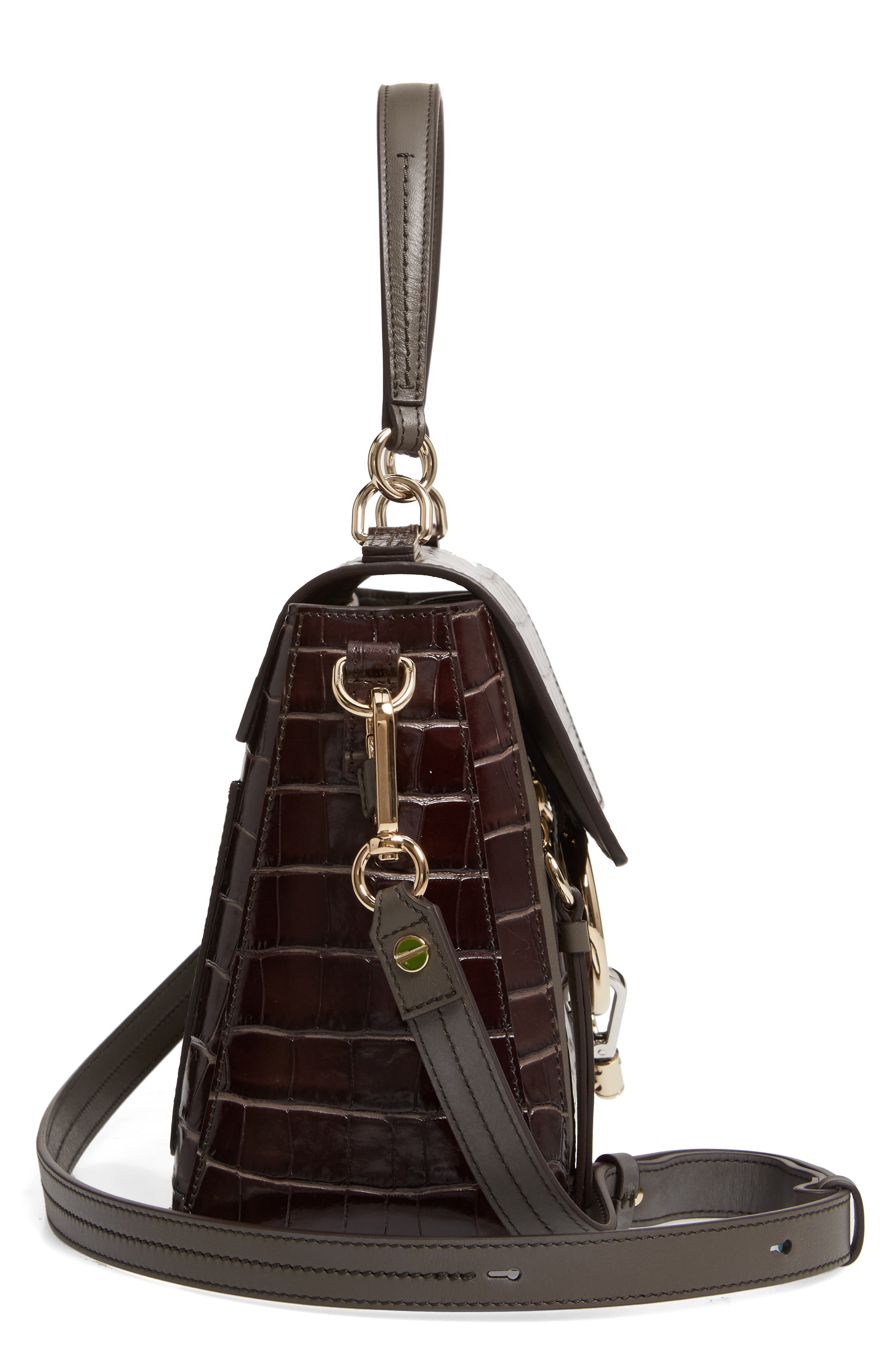Chloé Medium Faye Day Croc Embossed Leather Shoulder Bag, Alternate, color, 