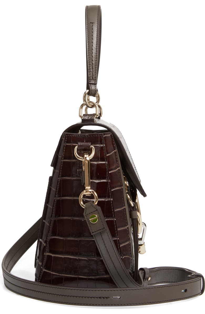 Chloé Medium Faye Day Croc Embossed Leather Shoulder Bag, Alternate, color,