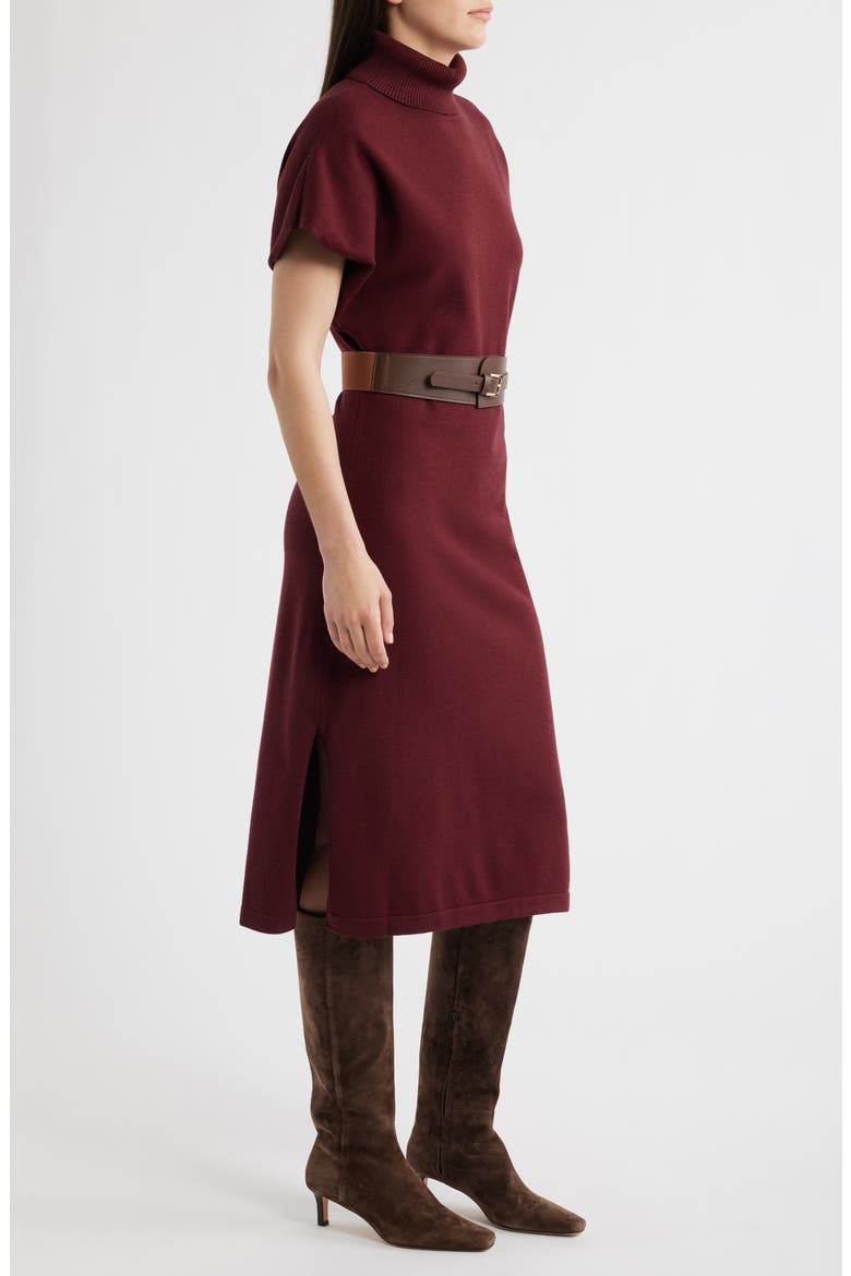 Turtleneck Midi Sweater Dress, Alternate, color, BURGUNDY