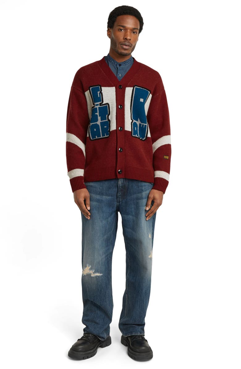 G-STAR Wool Blend Graphic Cardigan, Alternate, color,