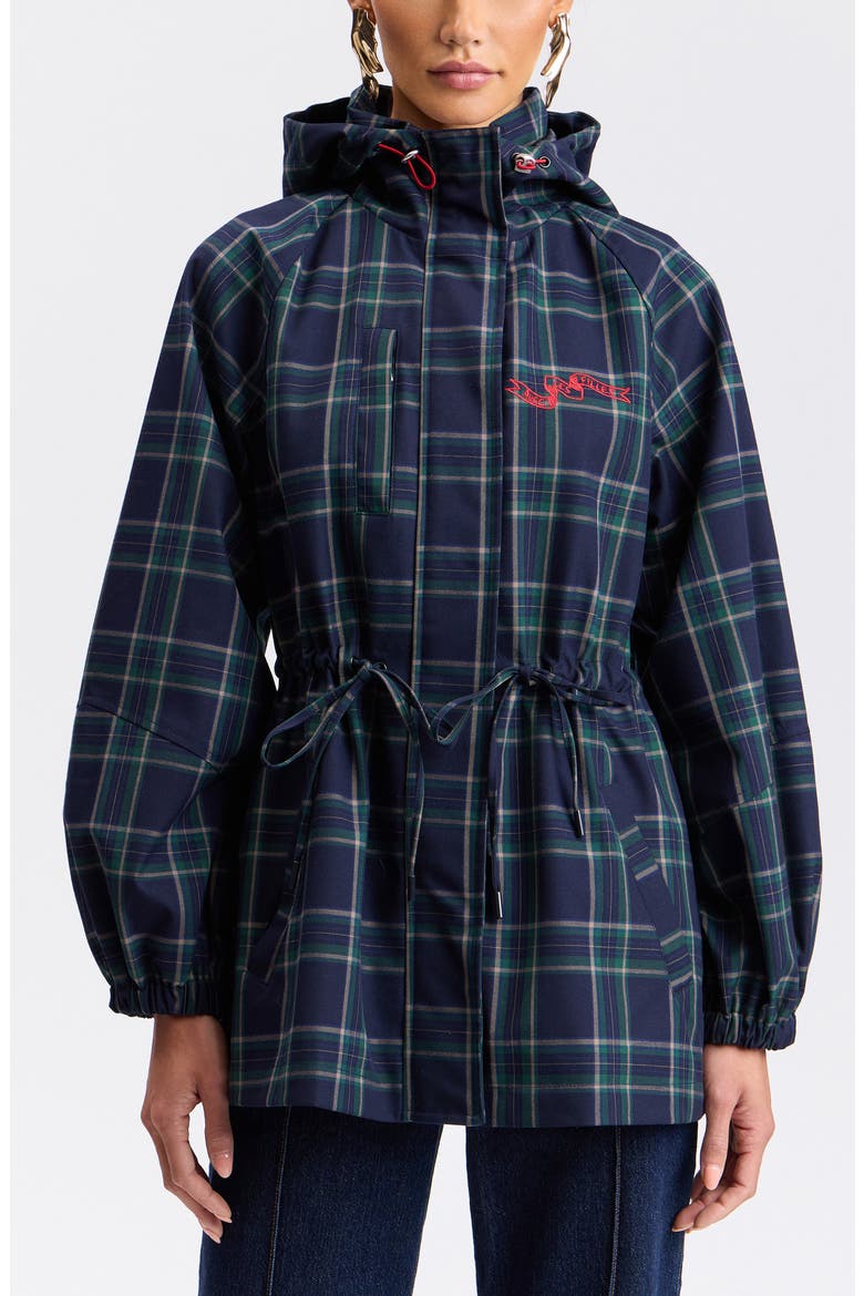 Plaid Hooded Anorak, Alternate, color, NAVY-GREEN PLAID