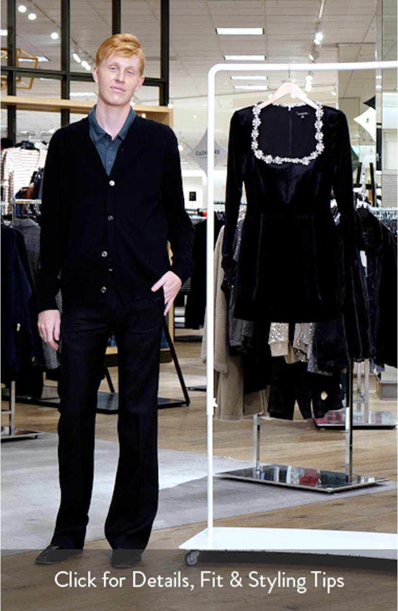 Kimberly Long Sleeve Embellished Velvet Minidress, sales video thumbnail