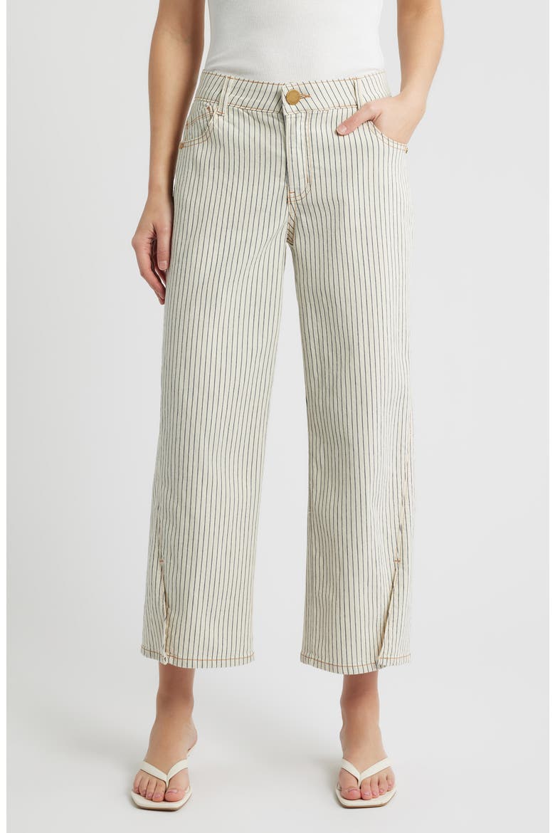 Sam High Waist Ankle Wide Leg Jeans, Main, color, BLANCHED ALMOND/ NAVY