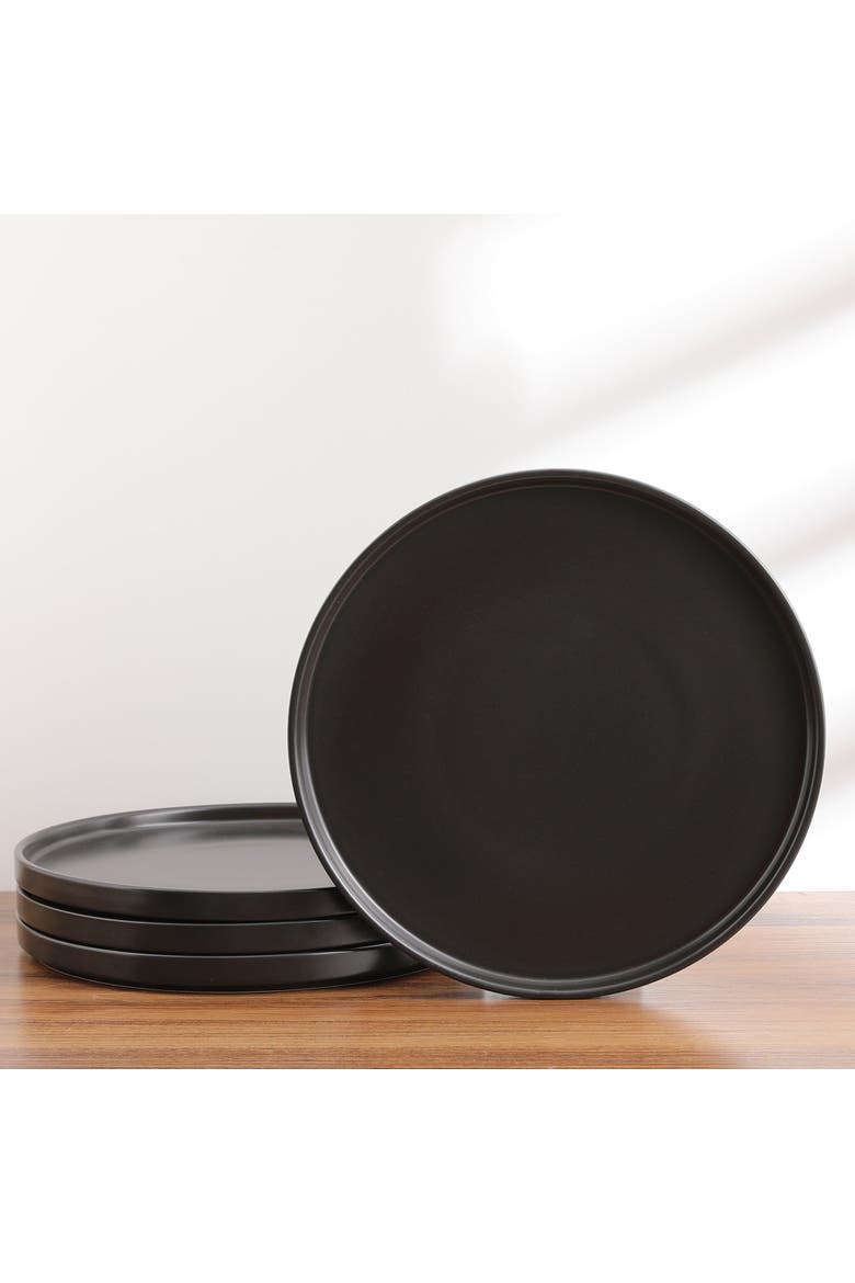 Celina Stoneware 4-Piece Dinner Plate Set, Alternate, color, Black
