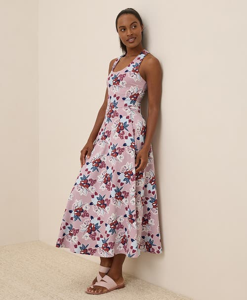 Pact Organic Cotton Fit & Flare Open Back Maxi Dress In Pink