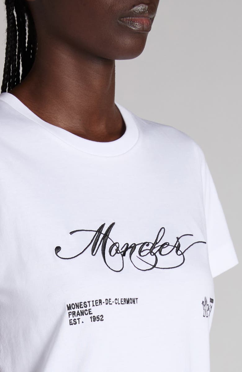 Moncler Logo Crop Cotton T-Shirt, Alternate, color, Brilliant White
