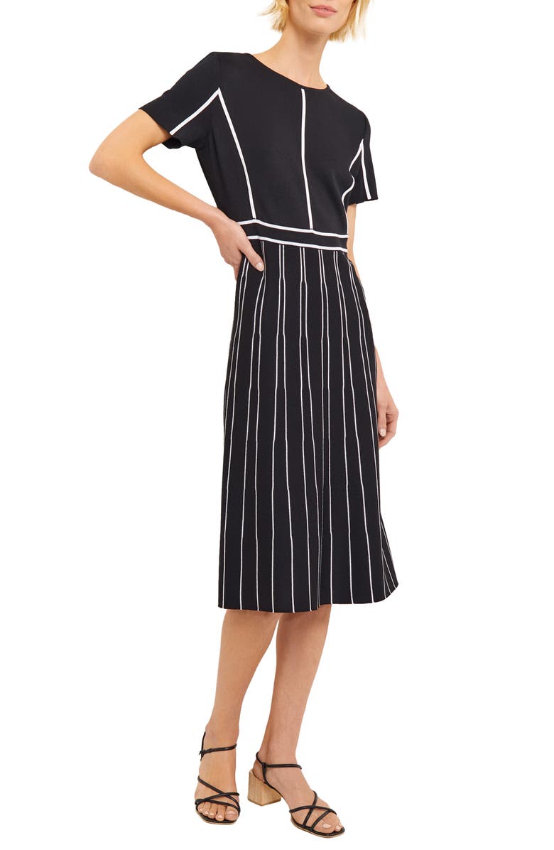 Misook Contrast Stripe Sweater Dress, Alternate, color, 