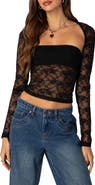 EDIKTED Addison Sheer Lace Top & Bolero Set