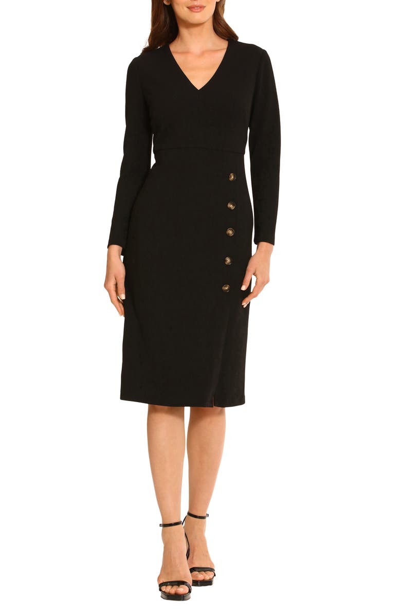Maggy London V-Neck Long Sleeve Midi Dress, Main, color, 