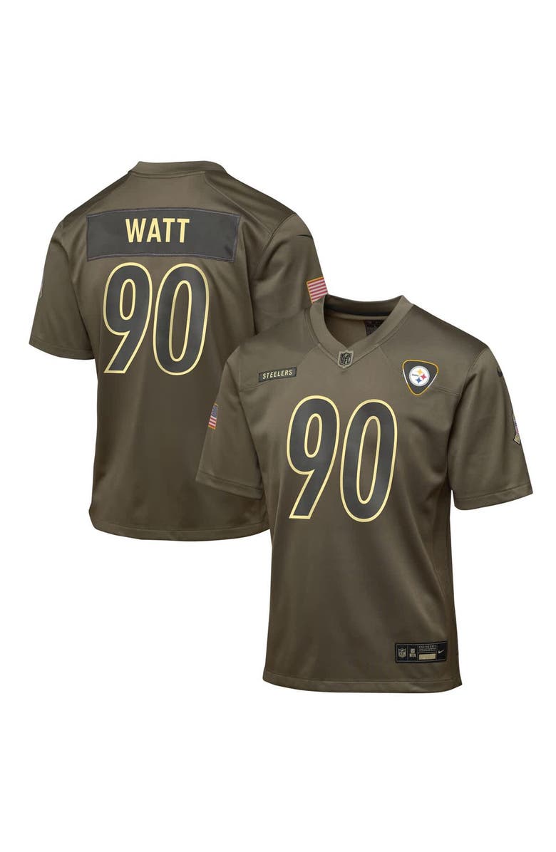 Nike Youth Nike T.J. Watt Olive Pittsburgh Steelers 2025 Salute to Service Game Jersey, Main, color, Olive