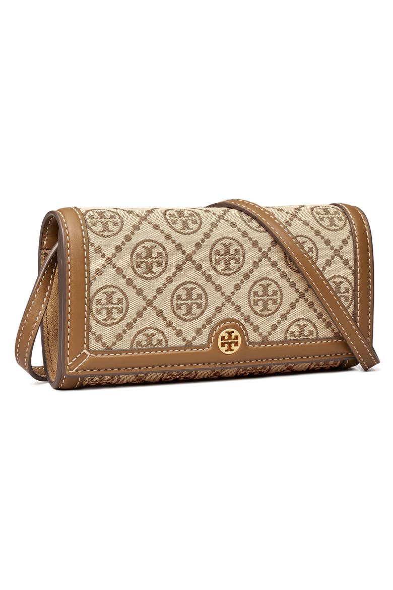 T Monogram Jacquard Wallet Crossbody, Alternate, color, HAZELNUT