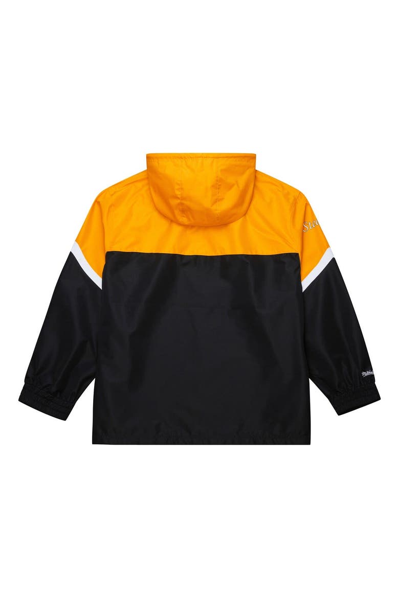 Men's Mitchell & Ness Gold/Black Pittsburgh Steelers Tie Breaker Vintage Logo Lightweight Anorak Half-Zip Windbreaker, Alternate, color, Gold