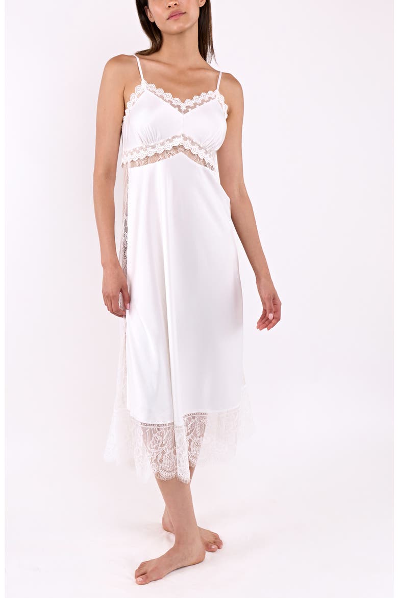 Skyler Stretch Satin Nightgown, Alternate, color, IVORY