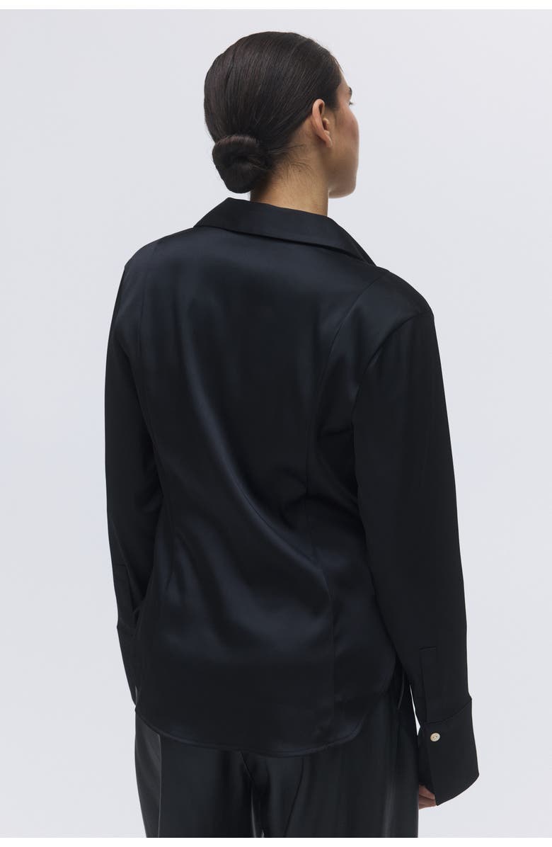 H&M Fitted twill shirt, Alternate, color, Black