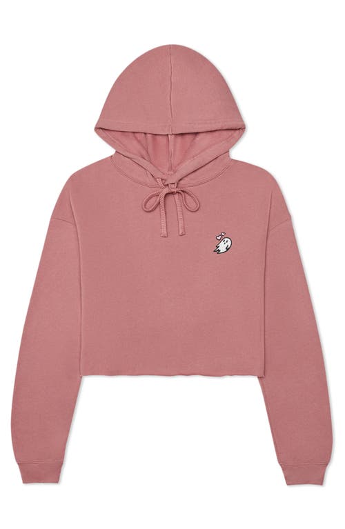 Dalix Heartly Ghost Cropped Hoodie In Mauve