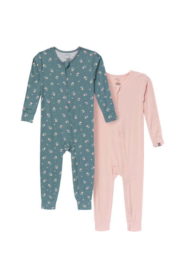 2-Pack Girl's Tight Fitting Footless Pajamas, Main, color, Dark Teal Rose