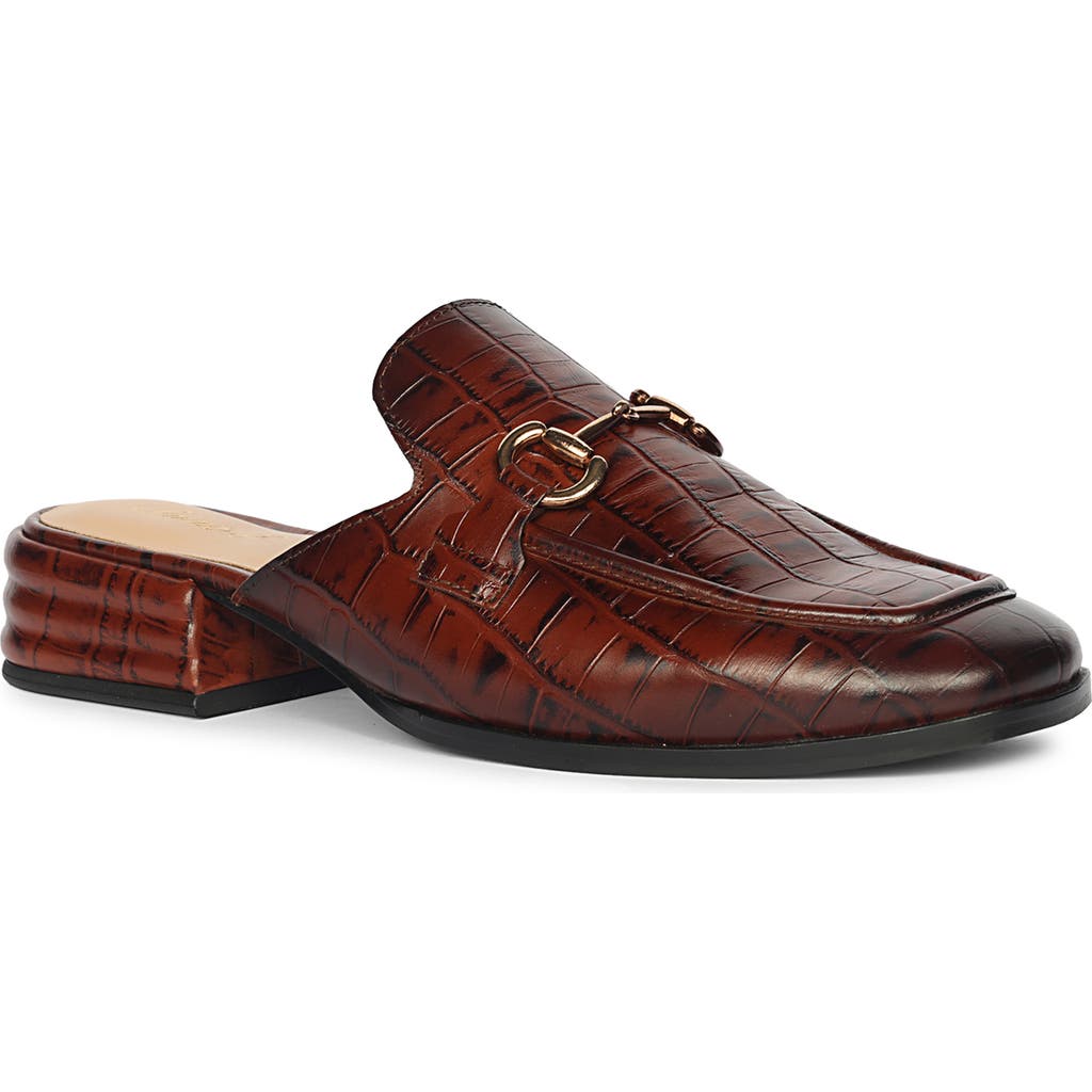 Saint G Savannah Croc Embossed Mule In Brown
