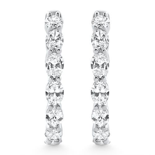 Bliss Diamond 3ct Tw Oval Diamond Inside Outside Hoops Vault Lock 14k Gold Lab Grown In Metallic