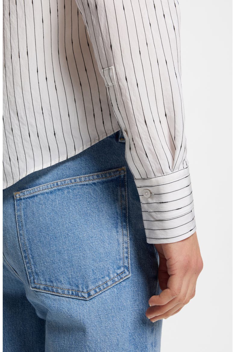 Bertyna Monday Stripe Crop Button-Up Shirt, Alternate, color, WHITE