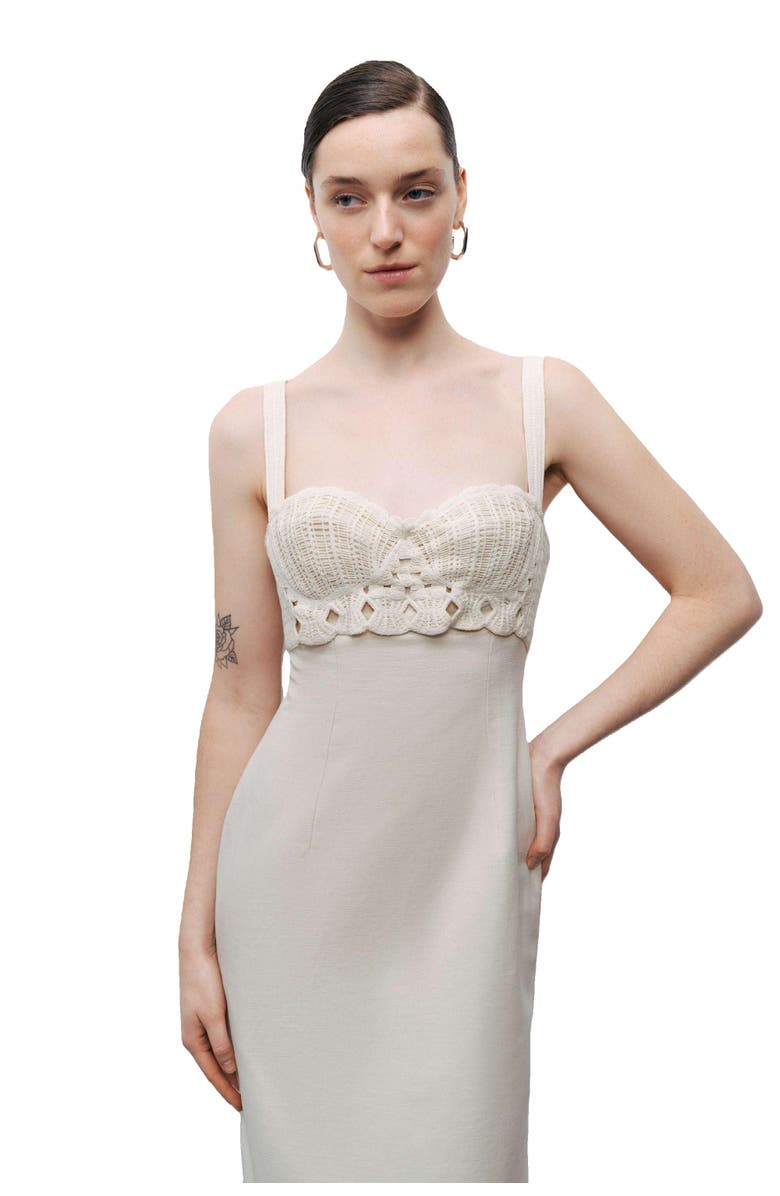 Nocturne Linen Brode Detailed Sweetheart Maxi Dress, Alternate, color, 