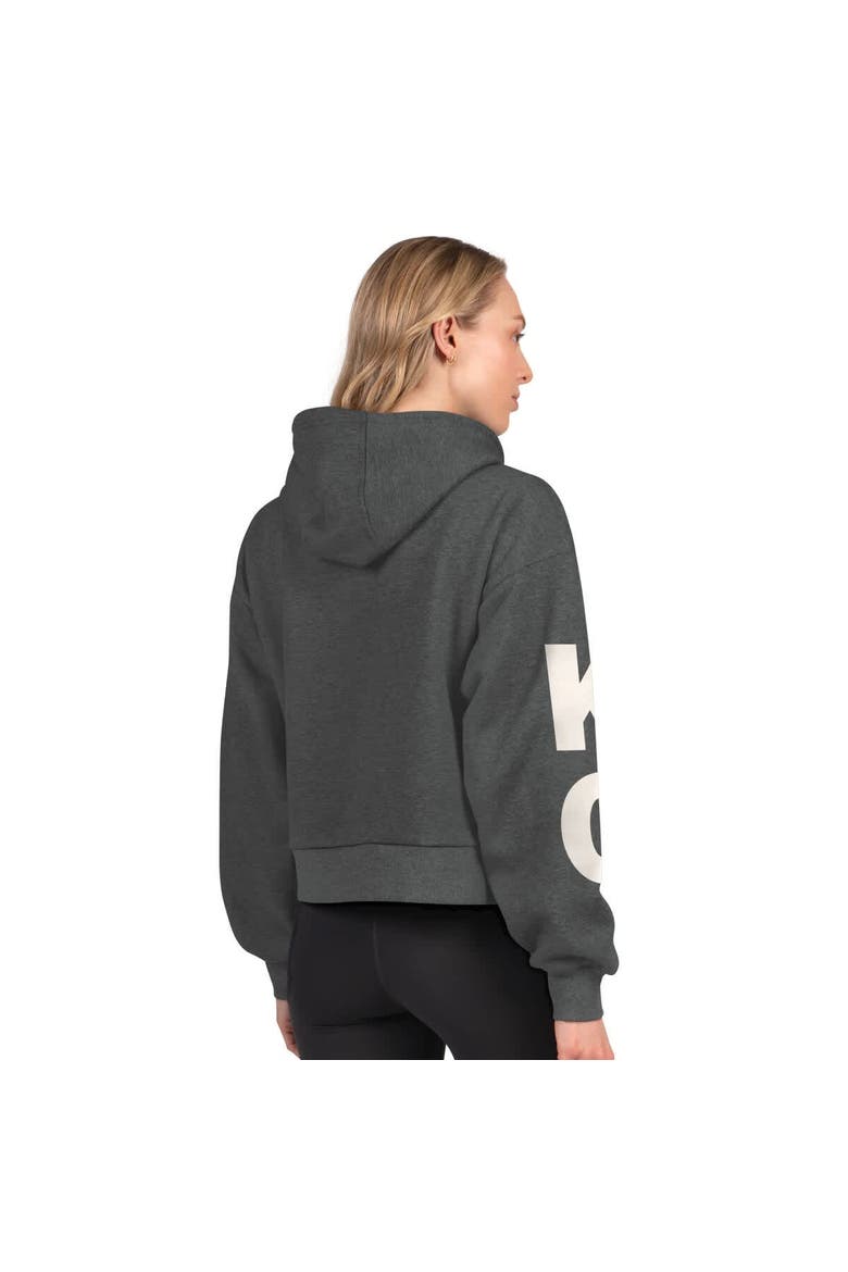 Women's Starter  Heather Charcoal Kansas City Chiefs Star Player Cropped Fleece Pullover Hoodie, Alternate, color, Heather Charcoal