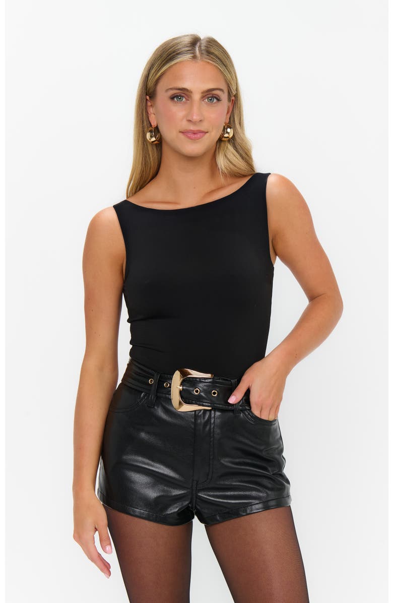 Show Me Your Mumu Asher Shorts, Main, color, Black Faux Leather