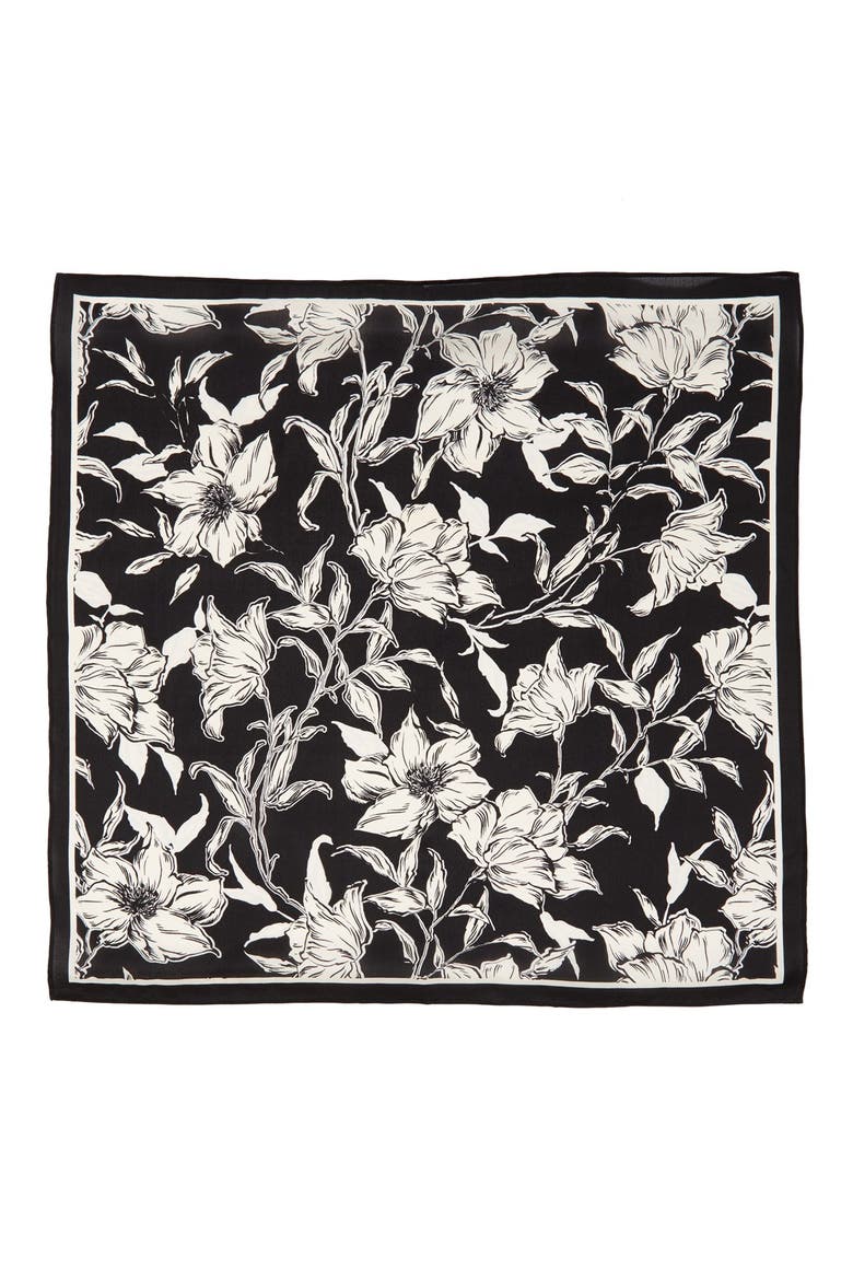 Bella Floral Square Silk Scarf, Alternate, color, BLACK COMBO
