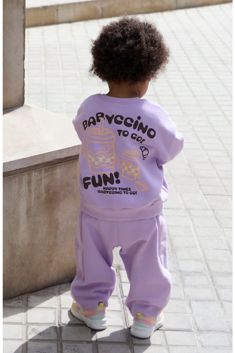 Kids' Babyccino To Go Sweatshirt & Sweatpants Set, Alternate, color, PURPLE