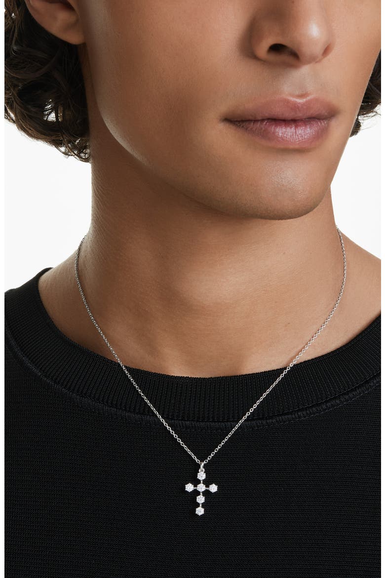 Insigne Cross Pendant Necklace, Alternate, color, WHITE/ SILVER