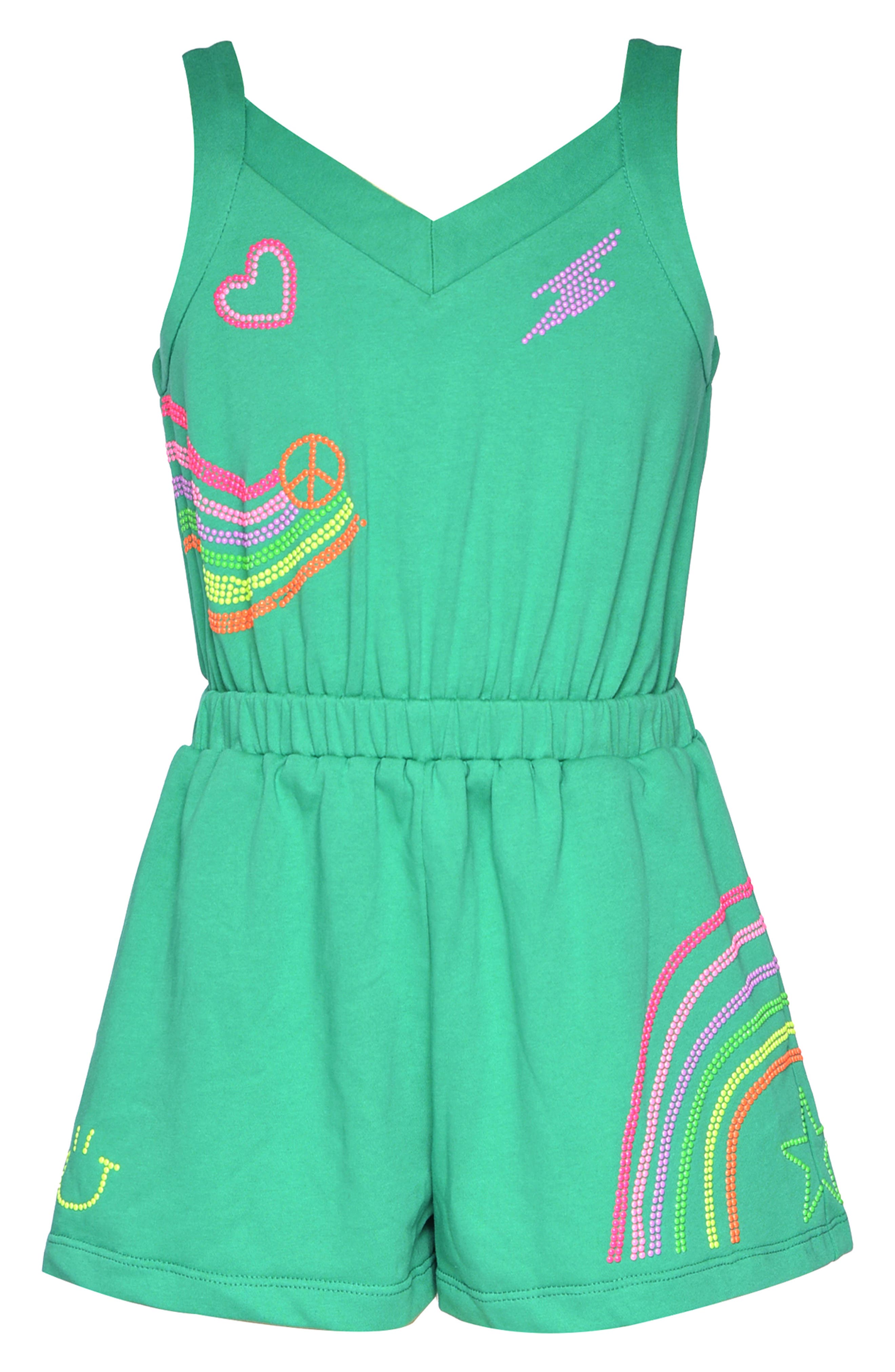 Roimper Hannah Banana Kids' Rainbow Studded Cotton Romper (Women) | Nordstromrack