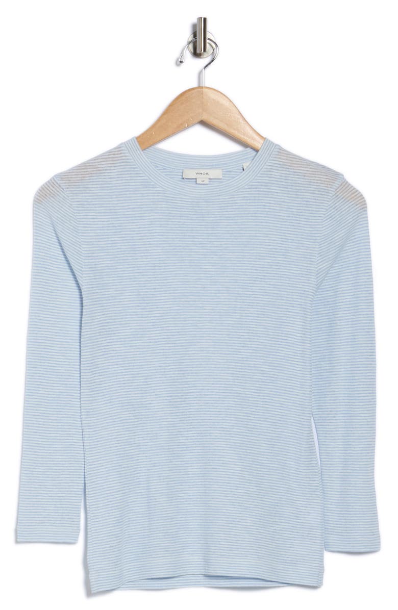 Vince Microstripe Three-Quarter Sleeve T-Shirt, Alternate, color, Glacier Combo