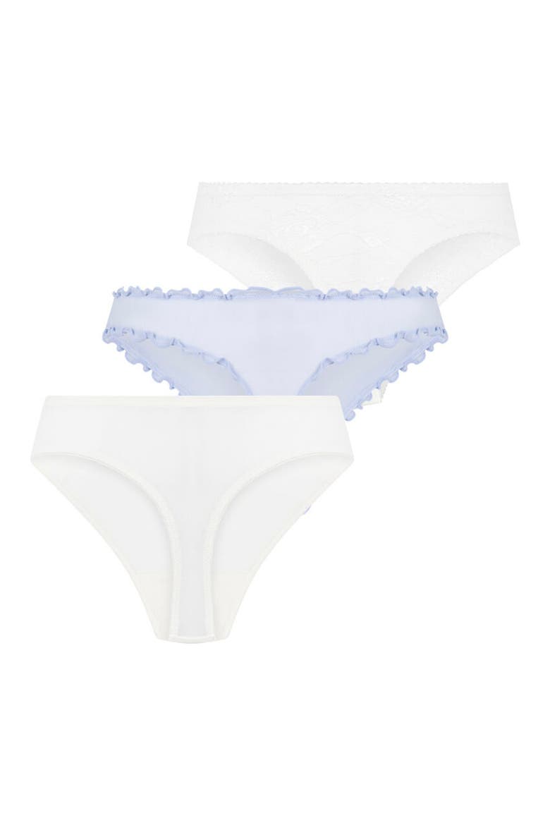 3-Pack Assorted Bridal Lace Thongs, Alternate, color, SNOW WHITE
