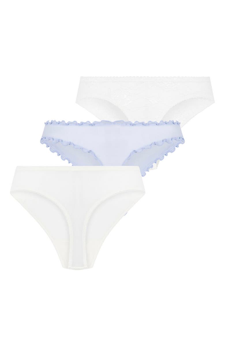 Hunkemöller 3-Pack Assorted Bridal Lace Thongs, Alternate, color, Snow White