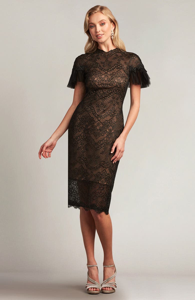 Tadashi Shoji Lace Overlay Illusion Cocktail Dress, Alternate, color, 