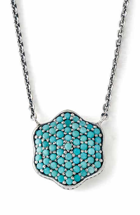 SAMUEL B. Sterling Silver Pavé Clover Pendant Necklace