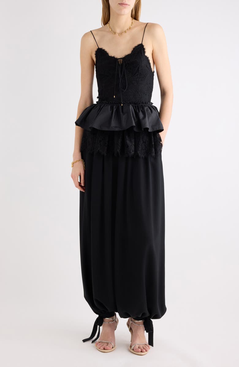 Chloé Virgin Wool Grain de Poudre Wide Leg Pants, Alternate, color, Black