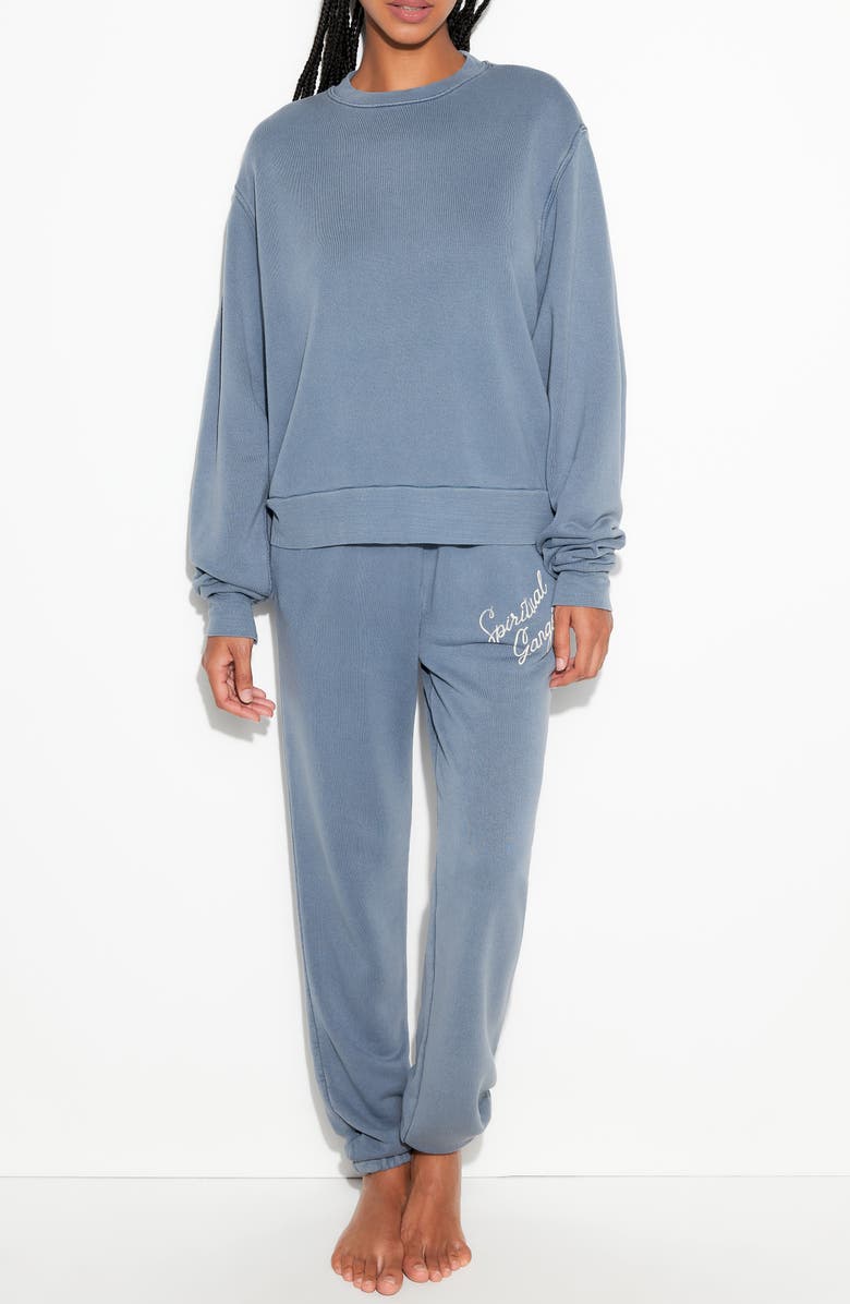 Spiritual Gangster Insignia Bardot Sweatshirt, Alternate, color, Blue Jean