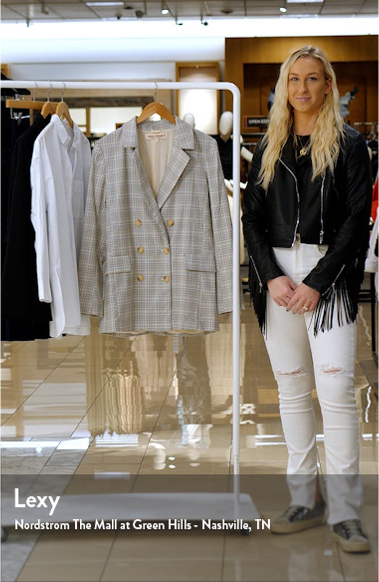 Olivia Tie Waist Plaid Double Breasted Blazer, sales video thumbnail