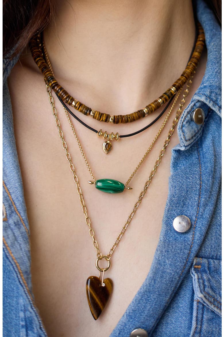 14K Yellow Gold Tiger's Eye Bead Necklace, Alternate, color, 14K YELLOW GOLD