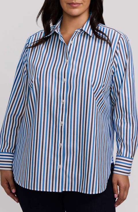 Meghan Stripe Cotton Button-Up Shirt