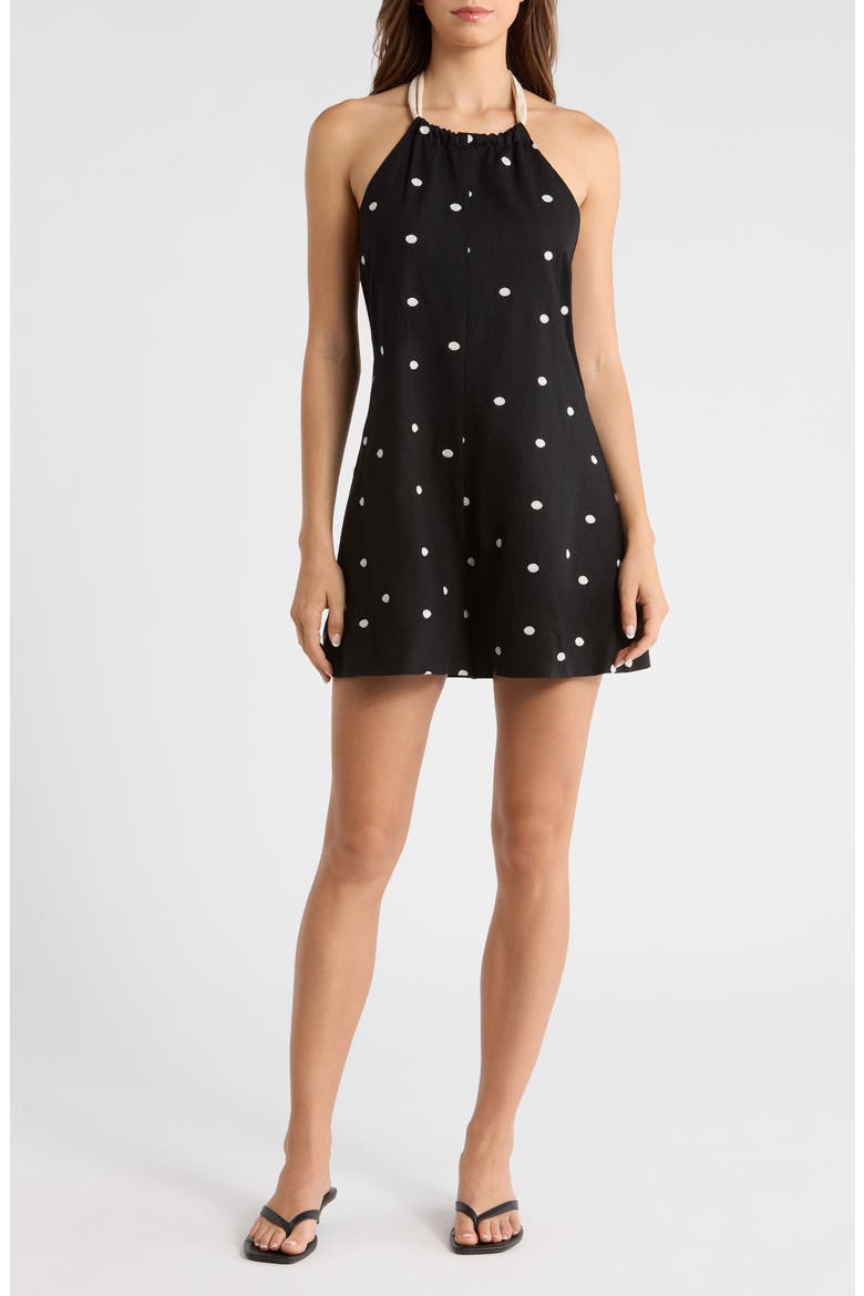 Nica Polka Dot Romper, Main, color, BLACK SAND