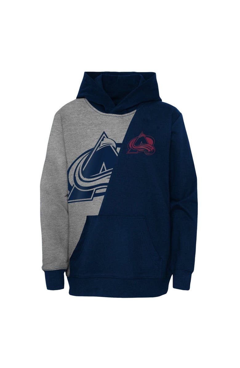 Outerstuff Youth Heather Gray/Navy Colorado Avalanche Unrivaled Pullover Hoodie, Alternate, color, 