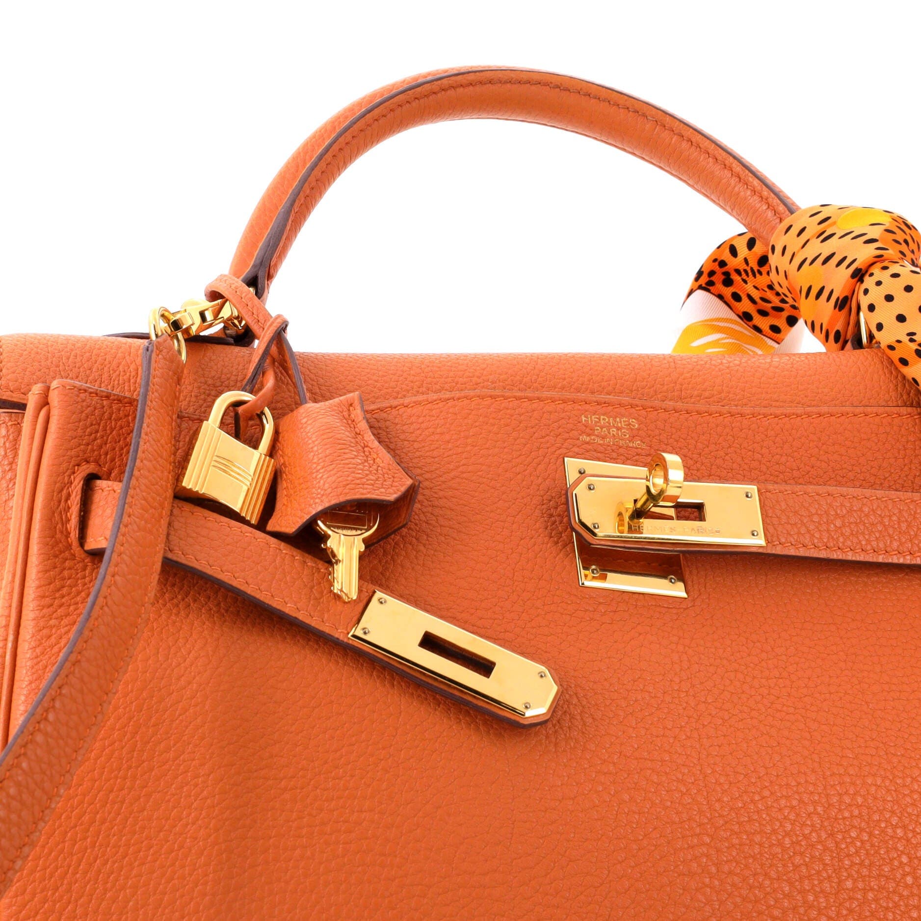 Pre-Owned Hermes Kelly Handbag Orange Togo with Gold Hardware 32, Alternate, color, Potiron