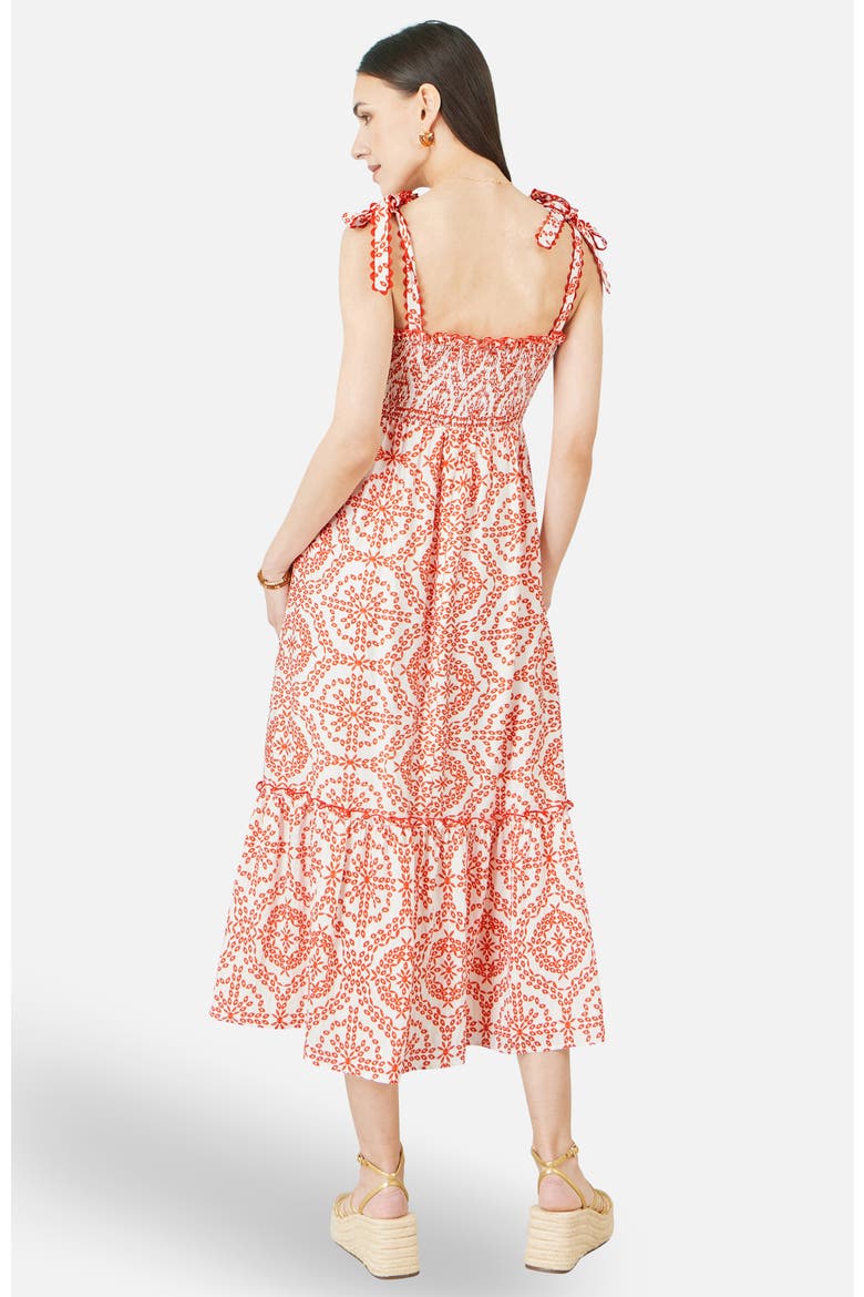 Ruched Tie Strap Midi Sun Dress, Alternate, color, Red
