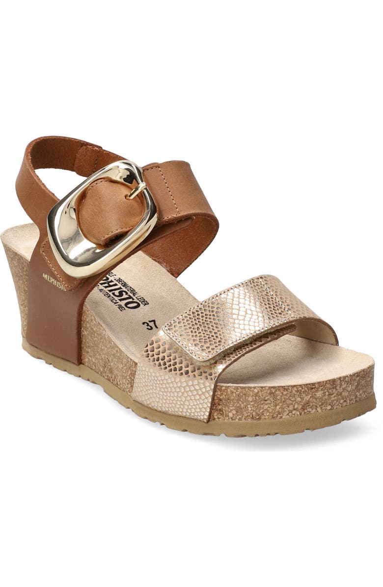 Mephisto Leandre Wedge Sandal, Main, color, Light Sand Havana