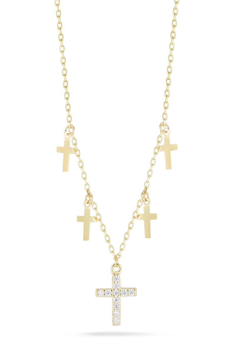 Cross Charm Necklace, Main, color, GOLD